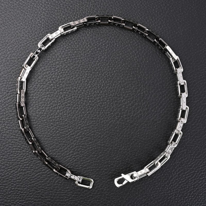 Louis Vuitton LV Bamboo Link Black & Silver Bracelet