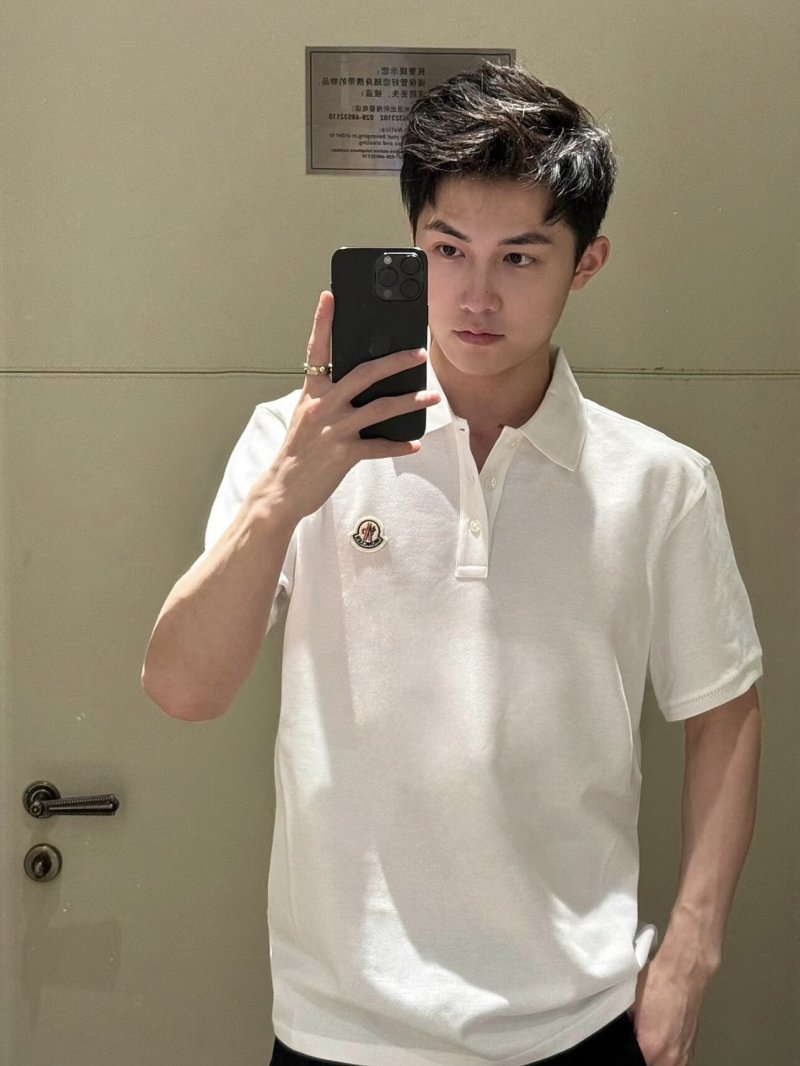 White Short-Sleeve Polo Shirt with Chest Logo view