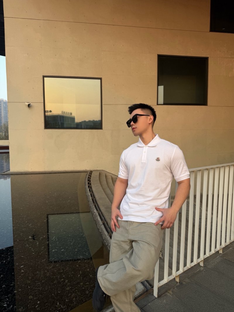 White Short-Sleeve Polo Shirt with Chest Logo view