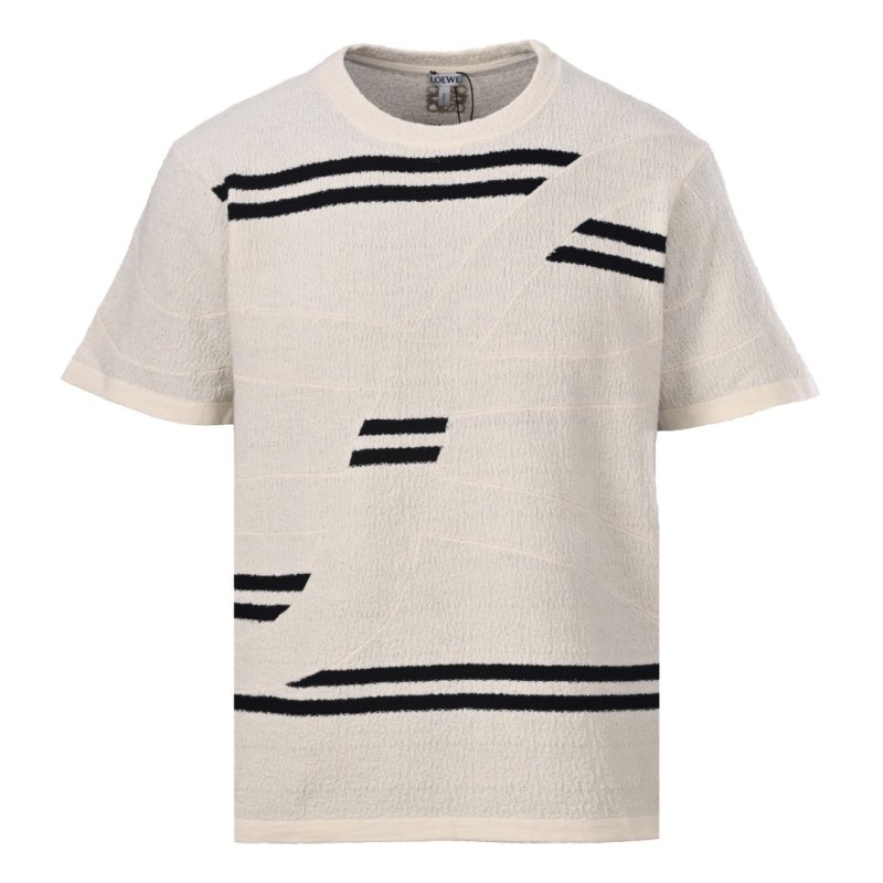 Loewe Striped Wool Blend Knit T-Shirt Cream & Black
