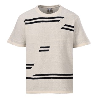 Loewe Striped Wool Blend Knit T-Shirt Cream & Black