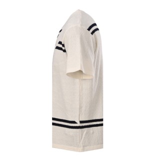 Loewe Striped Wool Blend Knit T-Shirt Cream & Black view 2