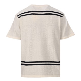 Loewe Striped Wool Blend Knit T-Shirt Cream & Black view 3