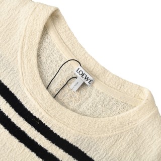 Loewe Striped Wool Blend Knit T-Shirt Cream & Black view 4