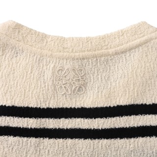 Loewe Striped Wool Blend Knit T-Shirt Cream & Black view 7