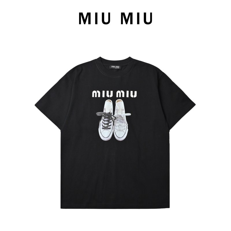 Miu Miu Sneaker Print Black T-Shirt view