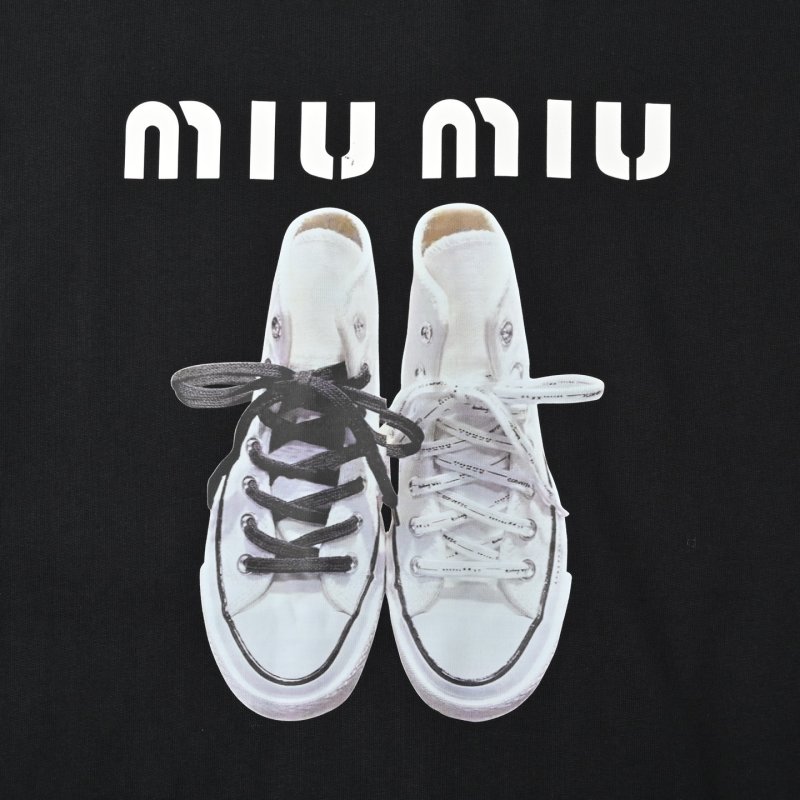 Miu Miu Sneaker Print Black T-Shirt view