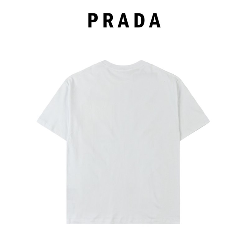 Prada White Short-Sleeve Crew Neck T-Shirt with Chest Pocket view