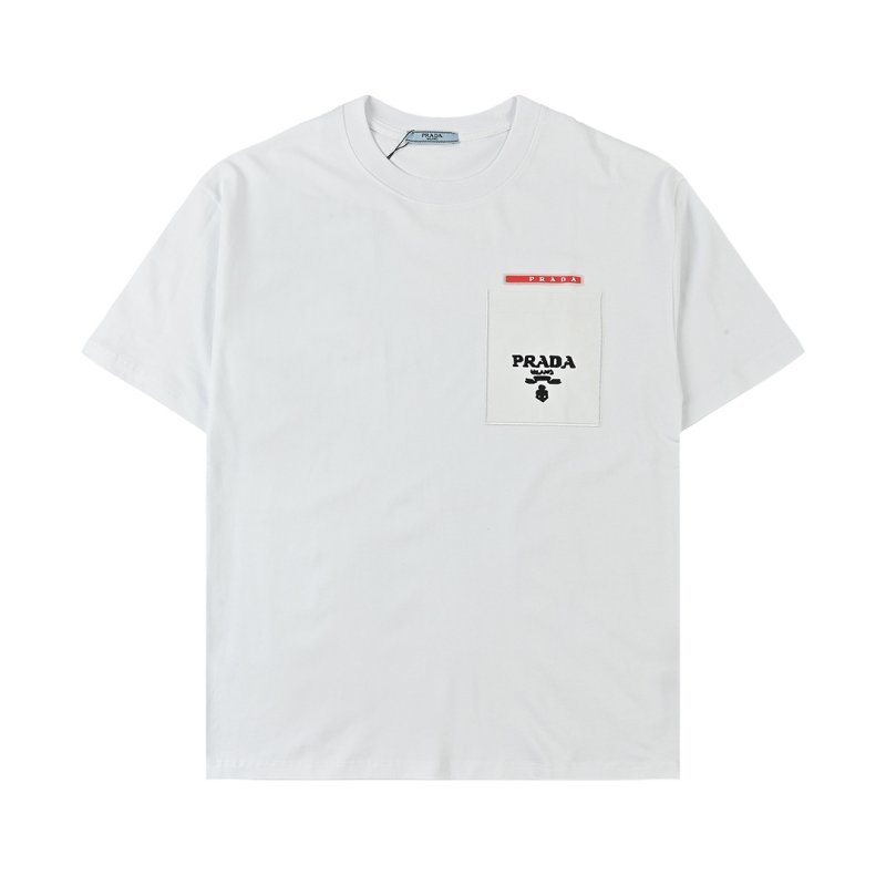 Prada White Short-Sleeve Crew Neck T-Shirt with Chest Pocket view