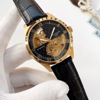 Patek Philippe Skeleton Automatic Gold Black Leather Watch