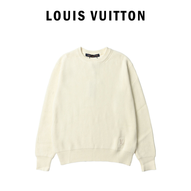 Cream Ribbed Crew Neck Sweater view