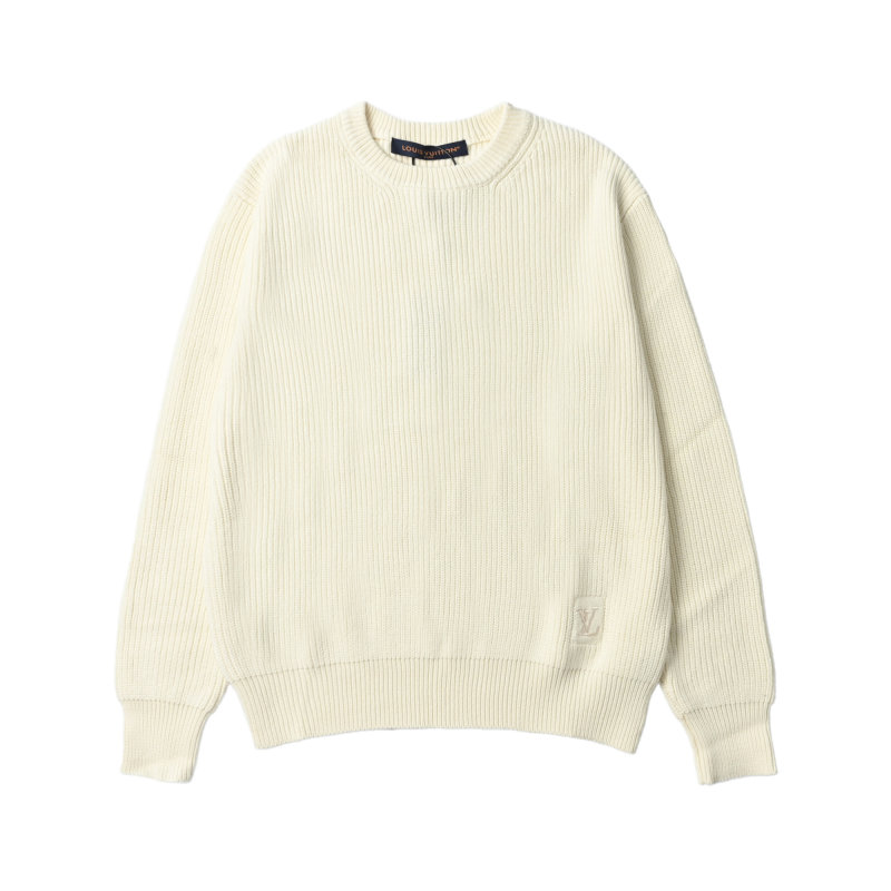 Cream Ribbed Crew Neck Sweater view