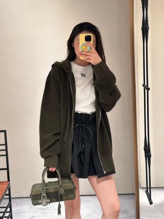 Olive Oversized Zip Hoodie Jacket view 1