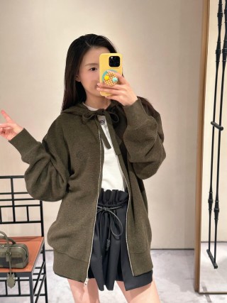 Olive Oversized Zip Hoodie Jacket view 2