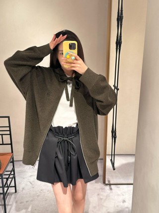 Olive Oversized Zip Hoodie Jacket view 3