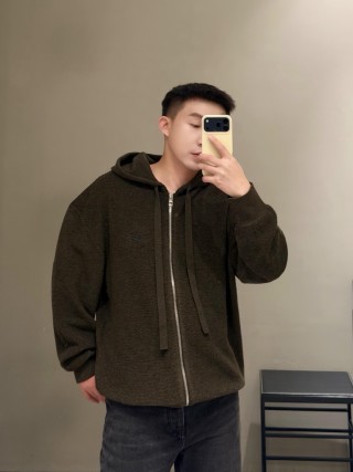 Olive Oversized Zip Hoodie Jacket view 4