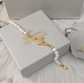 Vivienne Westwood Saturn Pearl Gold Bracelet White view 2