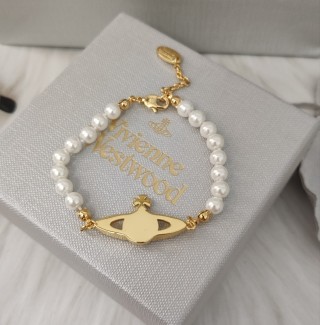 Vivienne Westwood Saturn Pearl Gold Bracelet White view 4