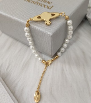 Vivienne Westwood Saturn Pearl Gold Bracelet White view 5
