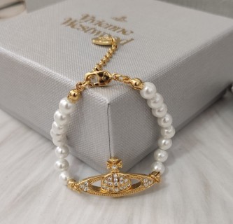 Vivienne Westwood Saturn Pearl Gold Bracelet White view 6
