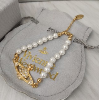 Vivienne Westwood Saturn Pearl Gold Bracelet White view 7