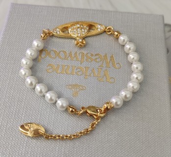 Vivienne Westwood Saturn Pearl Gold Bracelet White view 9