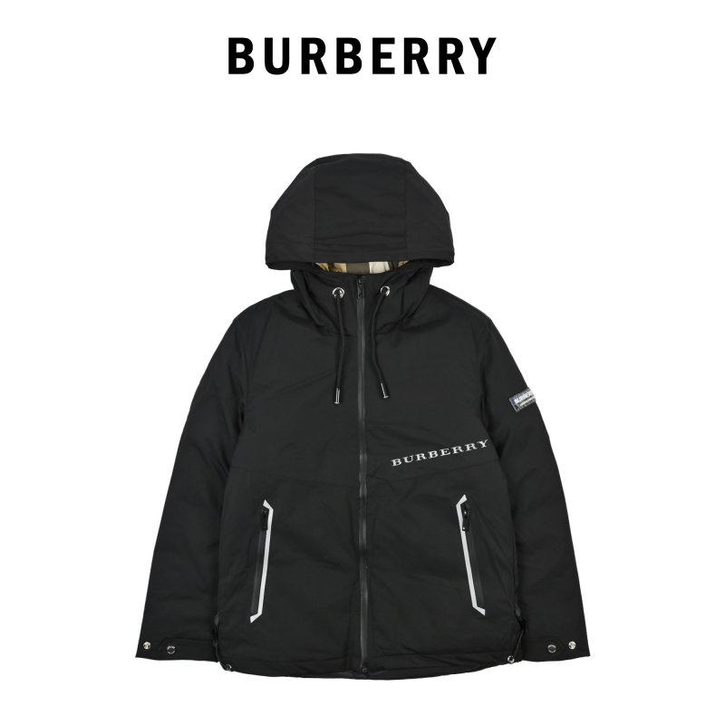 Burberry Black & Beige Colorblock Down Jacket view