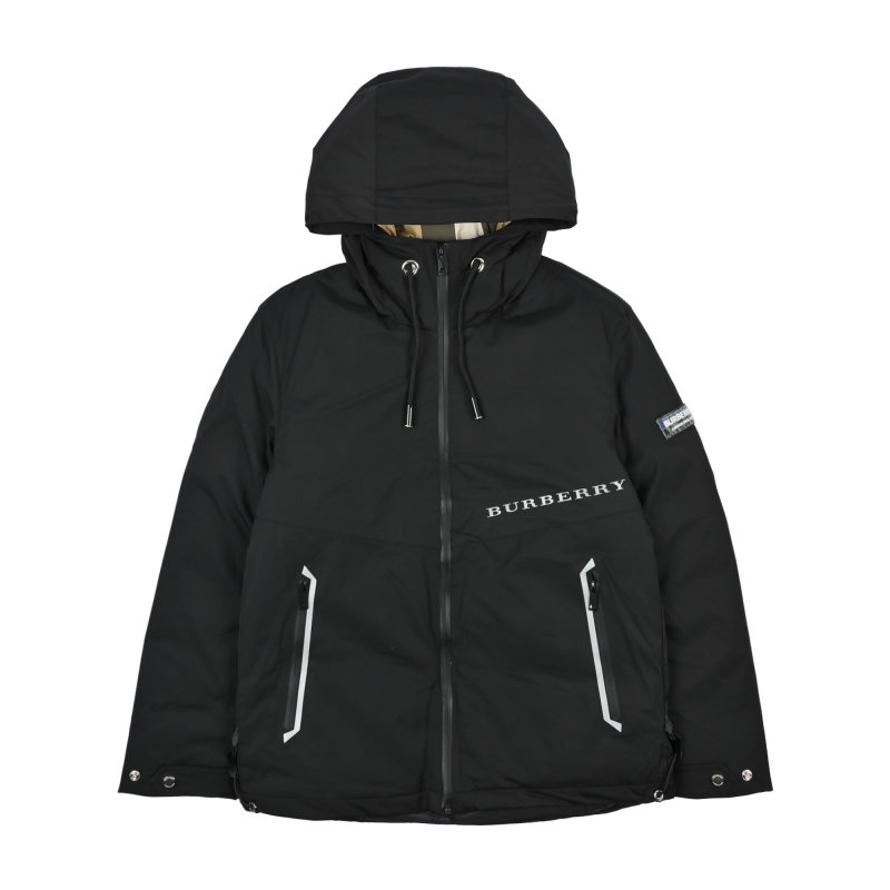 Burberry Black & Beige Colorblock Down Jacket view