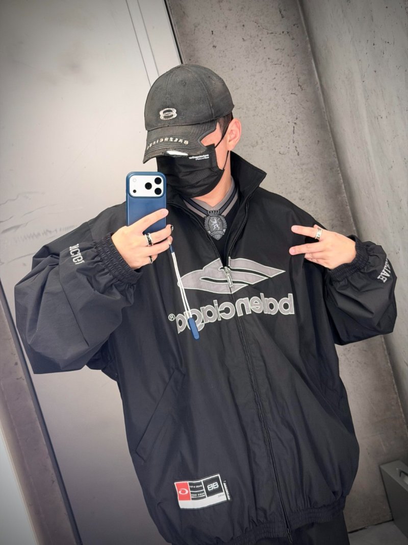 Balenciaga Black Logo Windbreaker Jacket