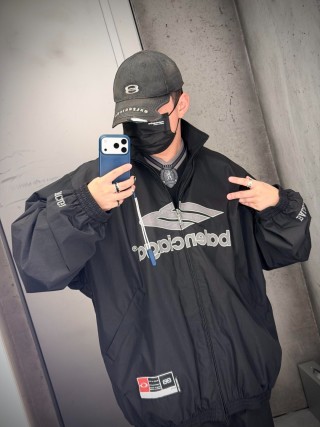 Balenciaga Black Logo Windbreaker Jacket view 1