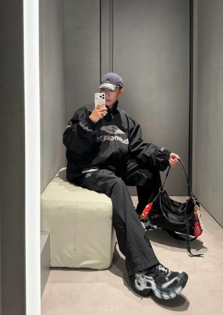 Balenciaga Black Logo Windbreaker Jacket view 2