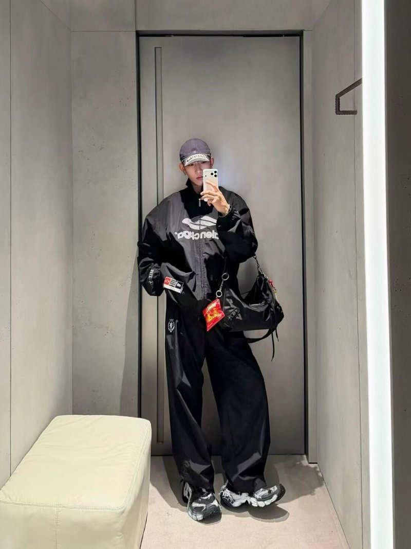 Balenciaga Black Logo Windbreaker Jacket view