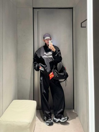 Balenciaga Black Logo Windbreaker Jacket view 3