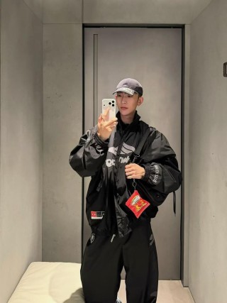 Balenciaga Black Logo Windbreaker Jacket view 4