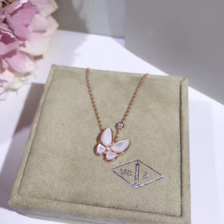 Van Cleef & Arpels Butterfly Mother-of-Pearl Diamond Necklace Rose Gold view 6