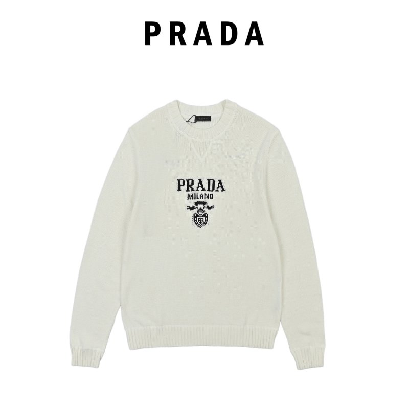 Prada Milano Crest Knit Sweater Cream view
