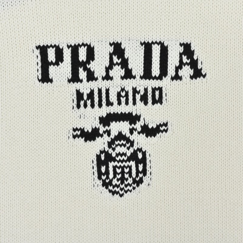 Prada Milano Crest Knit Sweater Cream view