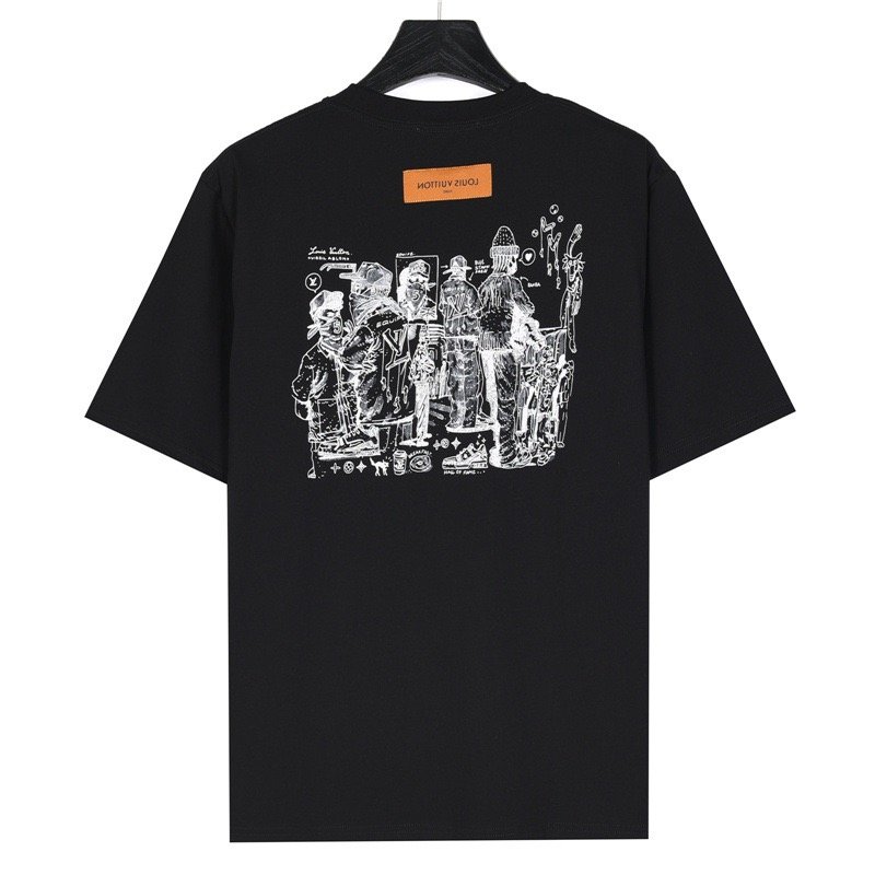 Black Oversized Graphic T-Shirt with Monogram Print view