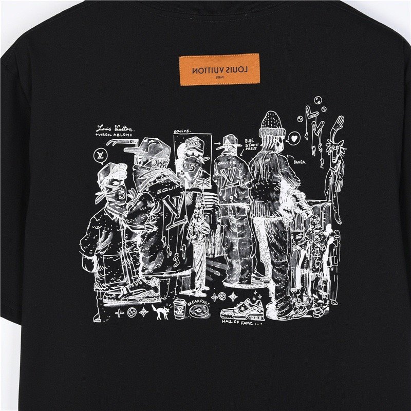 Black Oversized Graphic T-Shirt with Monogram Print view
