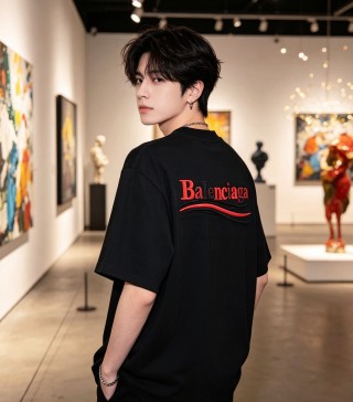 Balenciaga Black Logo Short Sleeve T-Shirt view 4