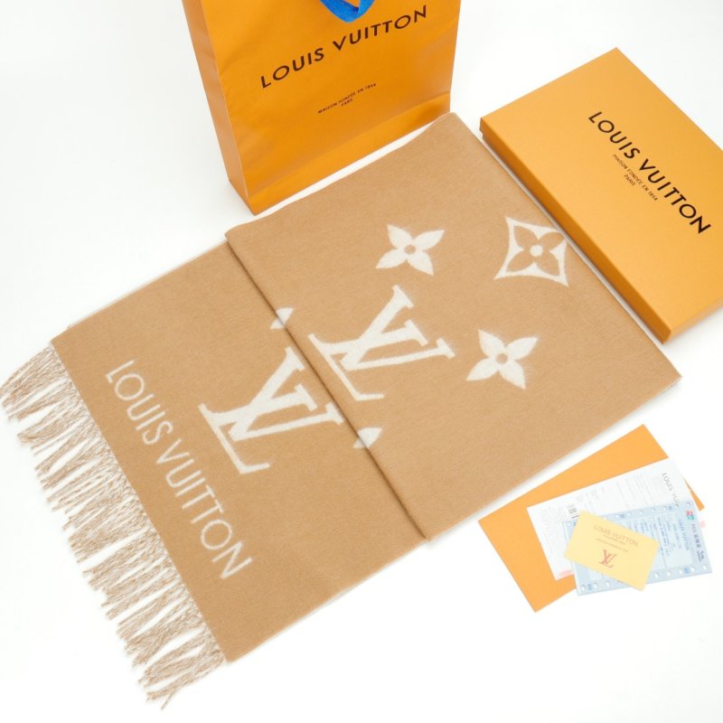 Louis Vuitton LV Monogram Cashmere Wool Scarf - Beige
