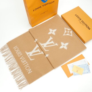 Louis Vuitton LV Monogram Cashmere Wool Scarf - Beige view 1
