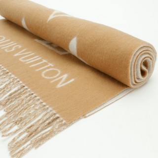 Louis Vuitton LV Monogram Cashmere Wool Scarf - Beige view 3