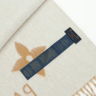 Louis Vuitton LV Monogram Cashmere Wool Scarf - Beige view 6
