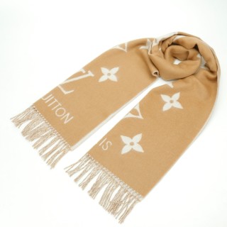 Louis Vuitton LV Monogram Cashmere Wool Scarf - Beige view 7