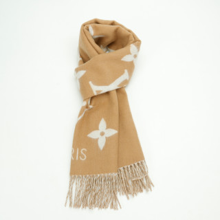Louis Vuitton LV Monogram Cashmere Wool Scarf - Beige view 8
