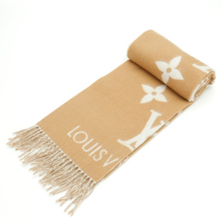 Louis Vuitton LV Monogram Cashmere Wool Scarf - Beige view 9