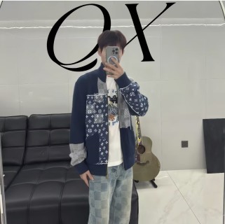 Louis Vuitton Monogram Zip Cardigan Navy & Grey view 2