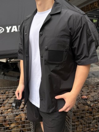 Stone Island Black Short-Sleeve Utility Shirt view 1