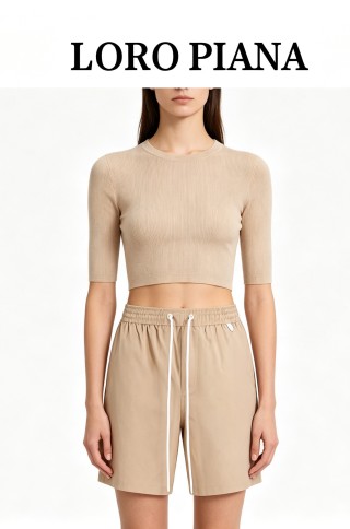 Loro Piana Beige Drawstring Shorts view 3